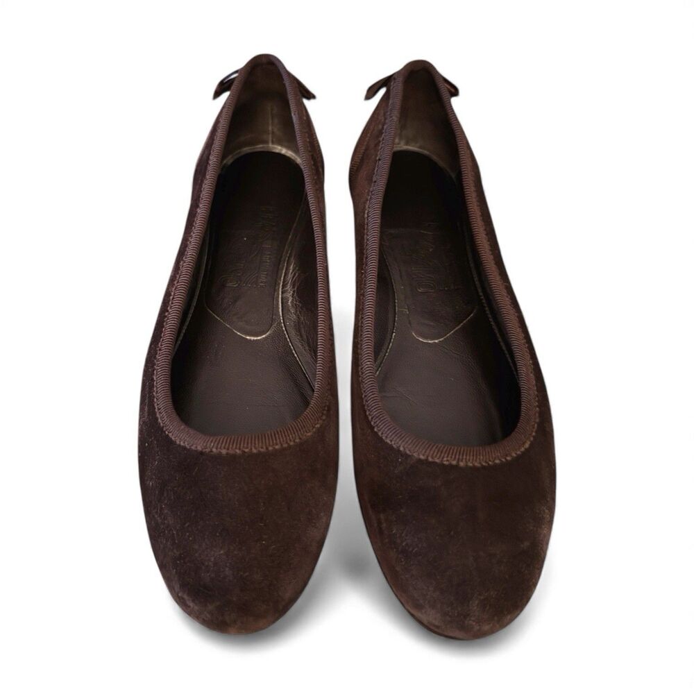Salvatore Ferragamo Dark Brown Suede Ballet Flats
